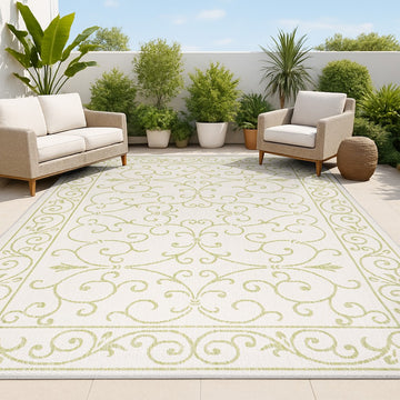 Charleston Vintage Filigree Textured Weave Indoor/outdoor Area Rug